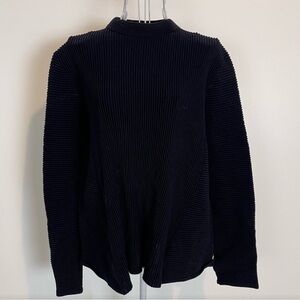 COS ribbed mock neck witchy sweater top 100% cotton black free fit long sleeve M